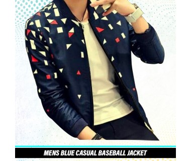 Mens Blue Casual Baseball Jacket
